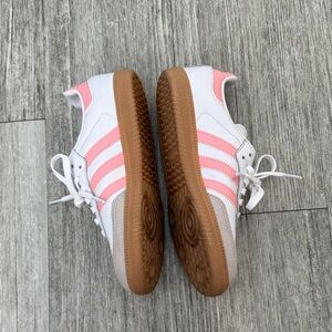 Adidas Kids White and Pink Sneakers